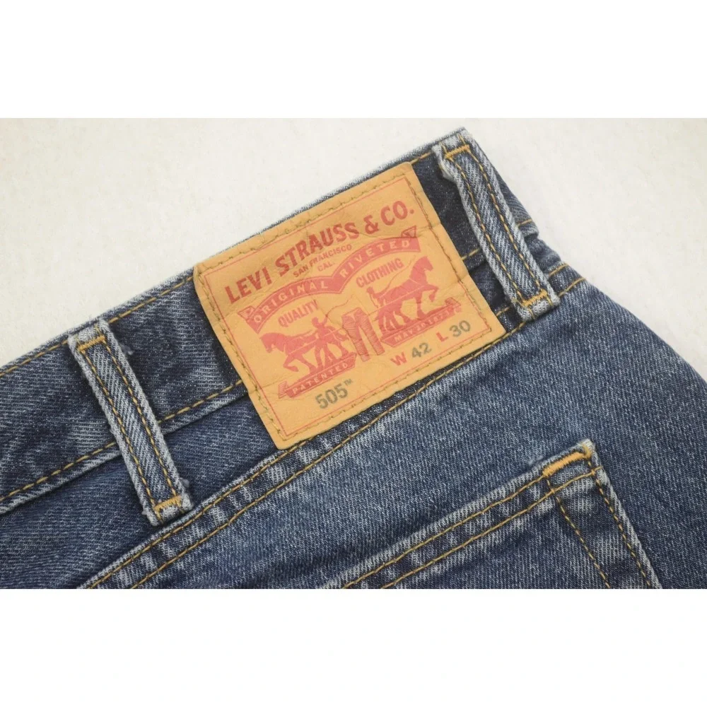Levi's 505 Regular Fit Straight Leg Denim Blue Jeans Mens Size 42‎ x 30
